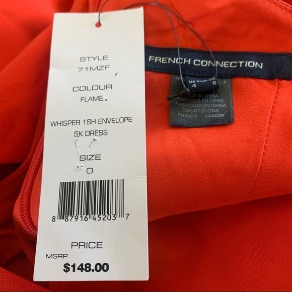 French Connection Whisper One-Shoulder Envelope Minidress In Color Flame Size 0 - Picture 11 of 12